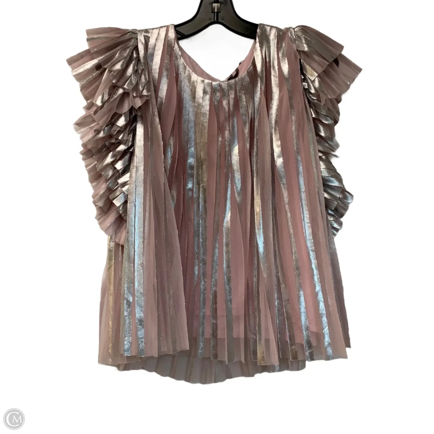 Top Sleeveless By Anthropologie In Pink & Silver, Size: L