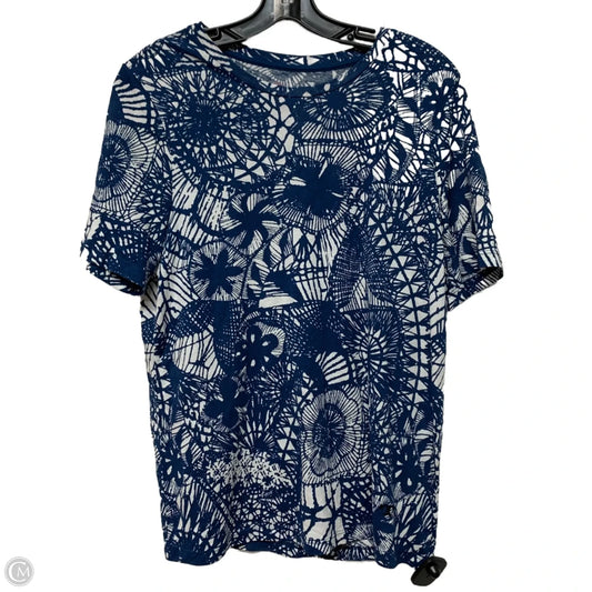 Top Short Sleeve Designer By Tory Burch In Blue & White, Size: L
