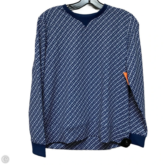 Top Long Sleeve By Peter Millar In Blue & White, Size: M