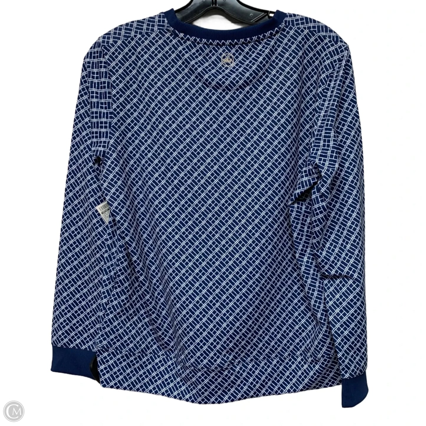 Top Long Sleeve By Peter Millar In Blue & White, Size: M