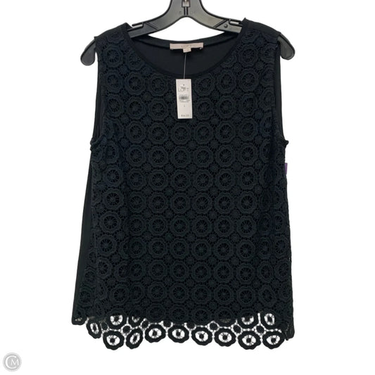 Blouse Sleeveless By Loft In Black, Size: L