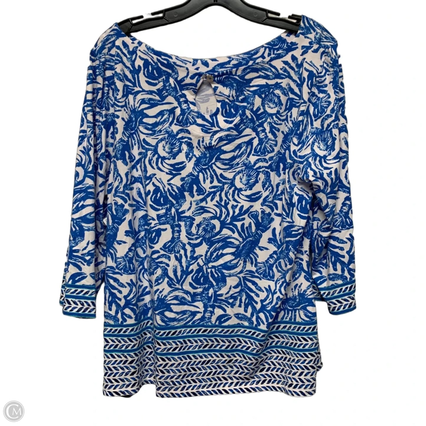 Top Long Sleeve Designer By Lilly Pulitzer In Blue & White, Size: Xl