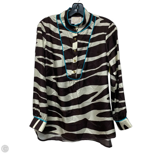 Blouse Long Sleeve By Sail To Sable In Brown & Cream, Size: S