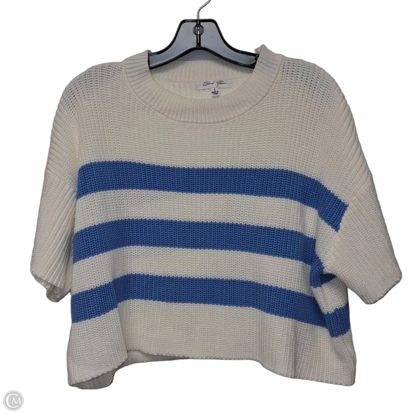 Sweater Short Sleeve By Cloud Ten In Blue & White, Size: S