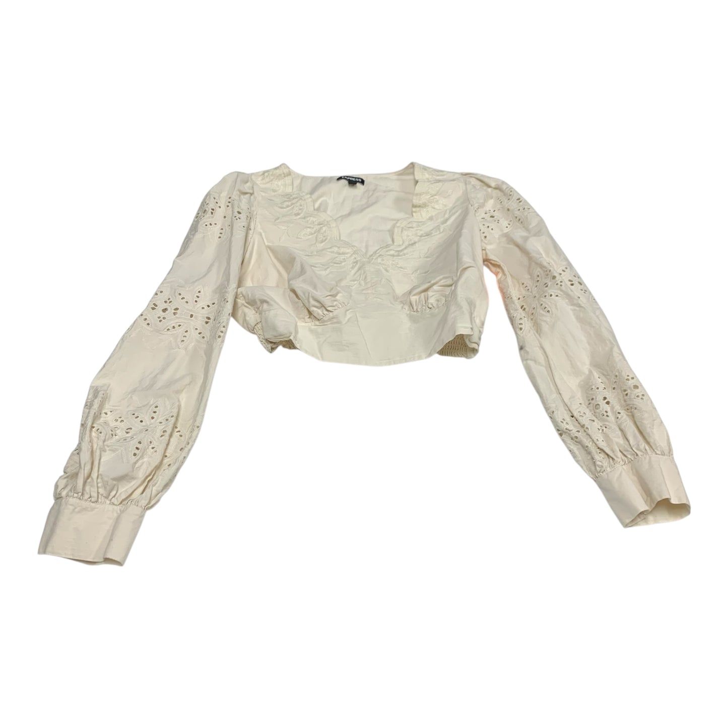 Top Long Sleeve By Express In Cream, Size: M