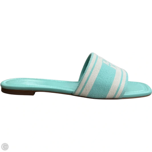 Sandals Designer By Tory Burch In Blue & White, Size: 8.5