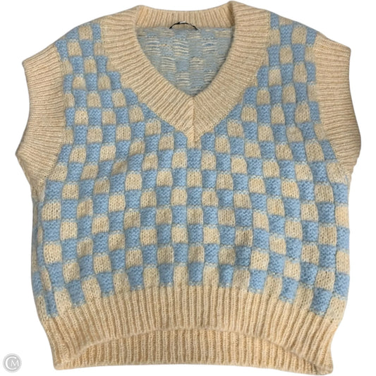 Vest Sweater By English Factory In Blue & Cream, Size: S