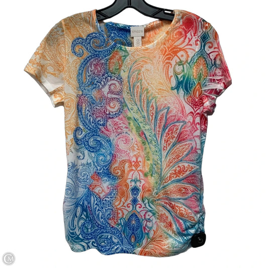Top Short Sleeve By Chicos In Rainbow Print, Size: S