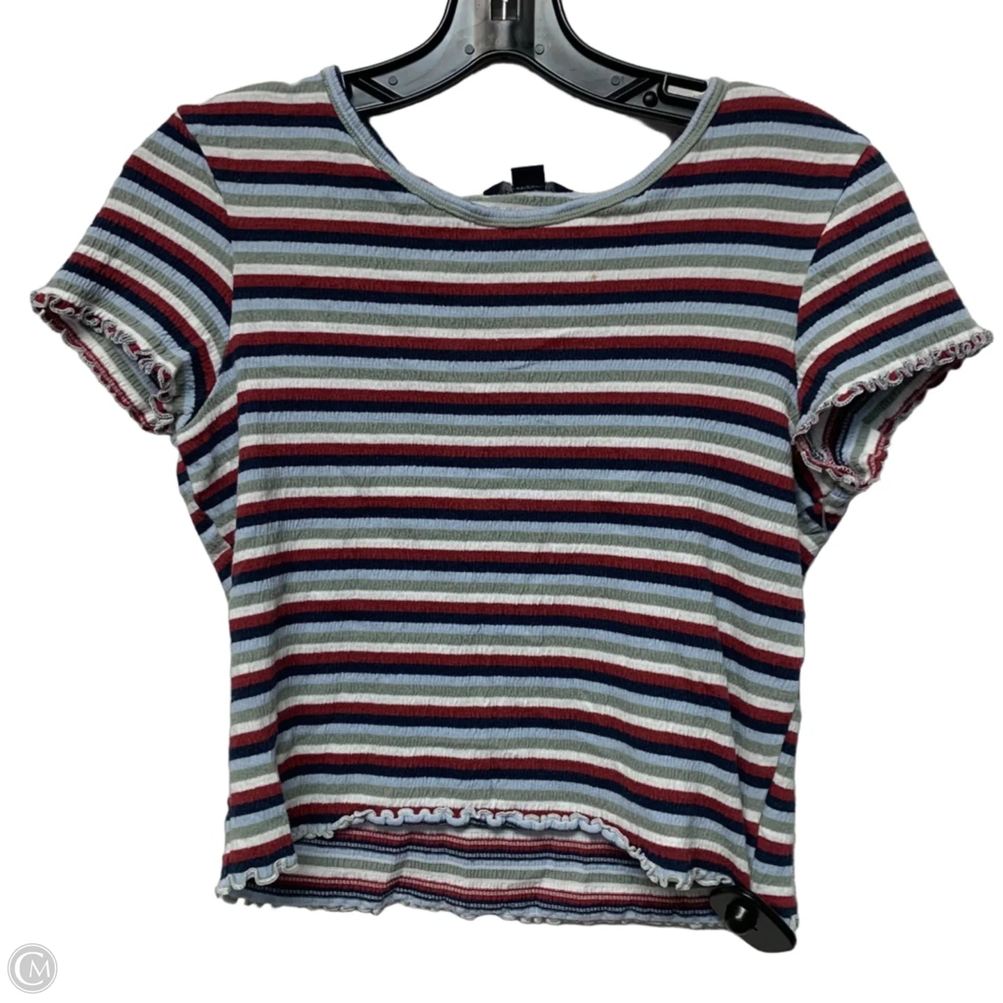 Top Short Sleeve By American Eagle In Striped Pattern, Size: S