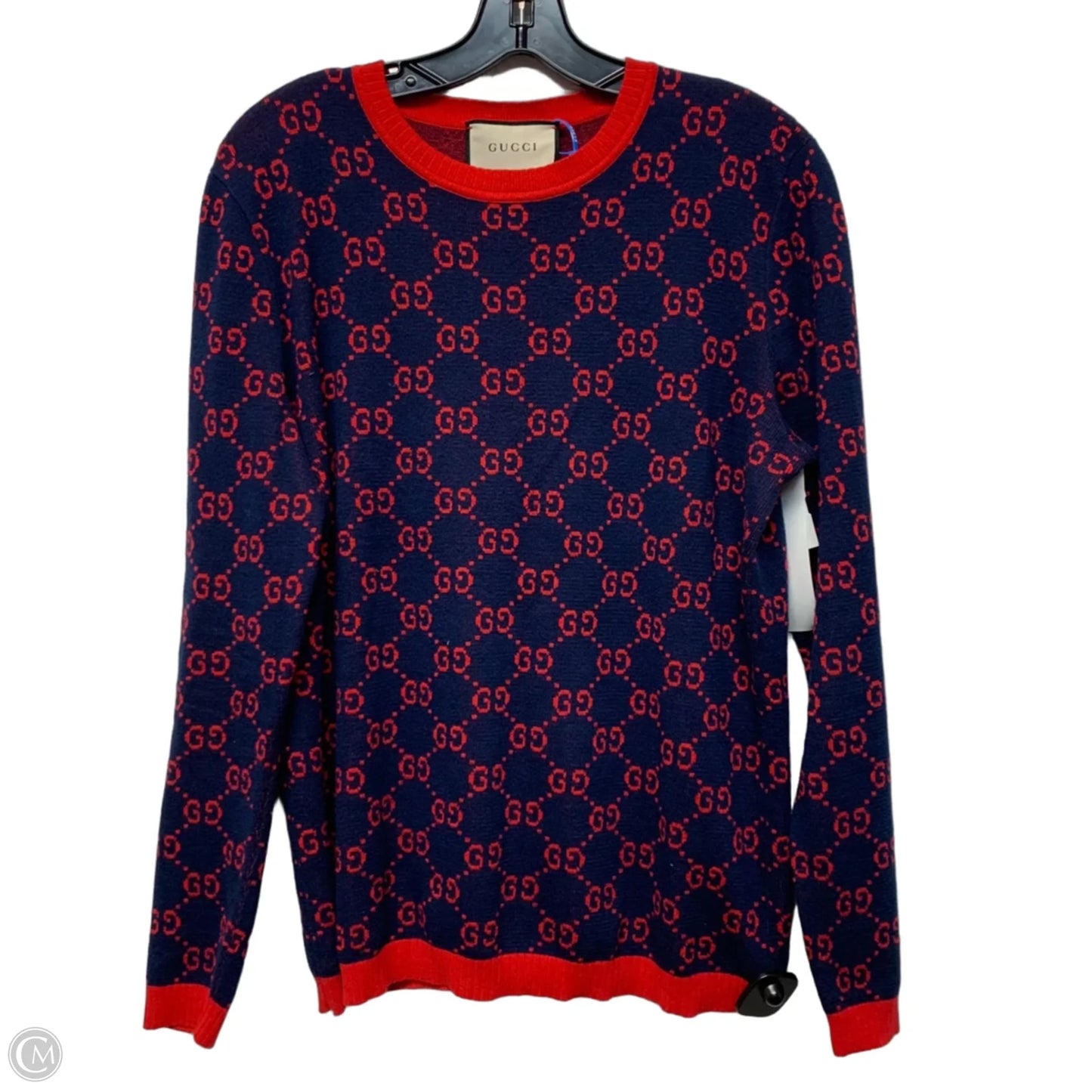 Sweater Cardigan Luxury Designer By Gucci In Blue & Red, Size: L