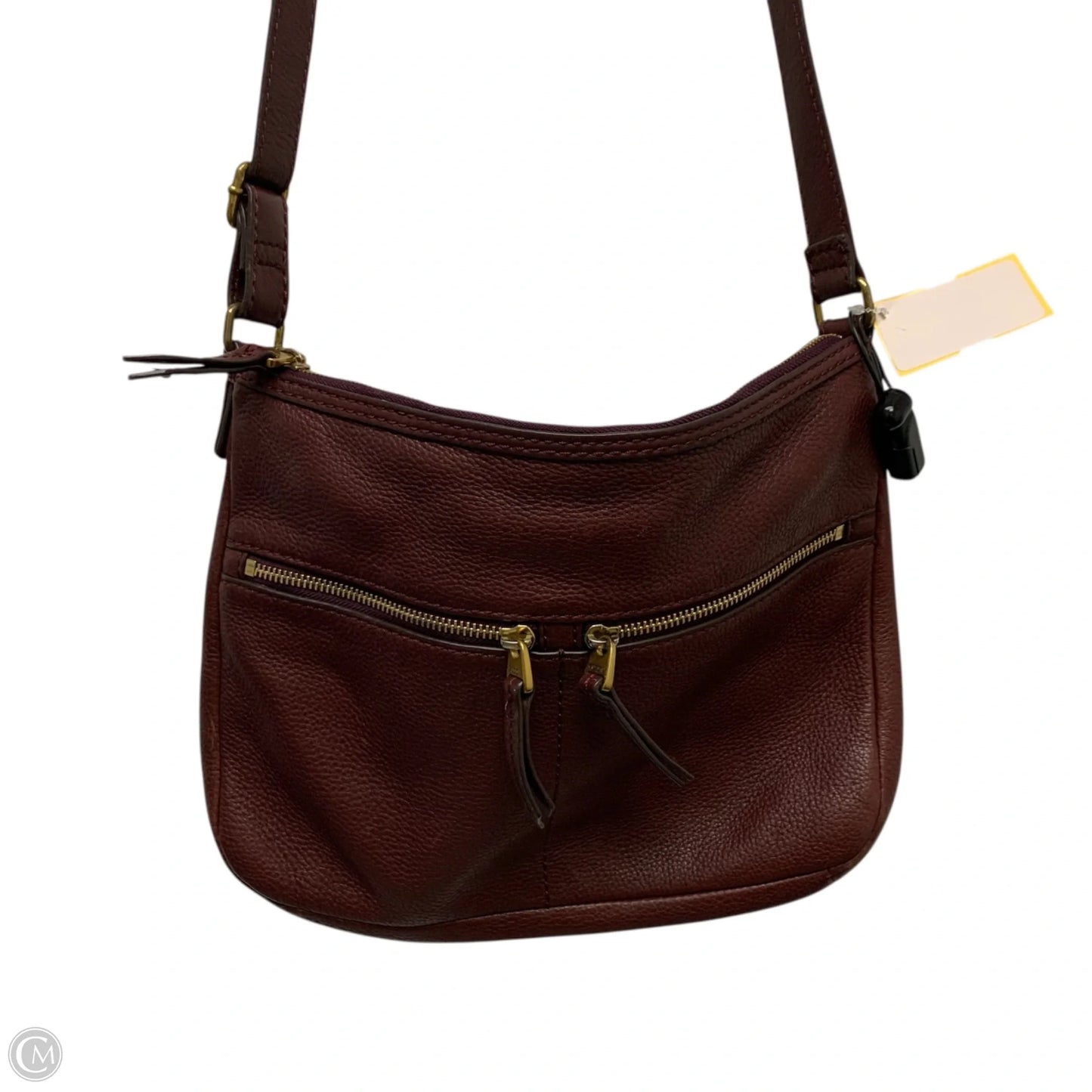 Handbag Leather By Fossil, Size: Medium