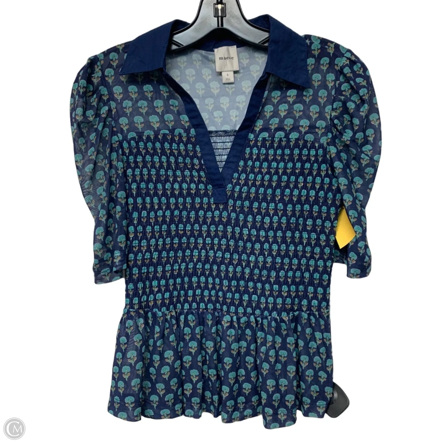 Top Short Sleeve By Maeve In Blue & Green, Size: S