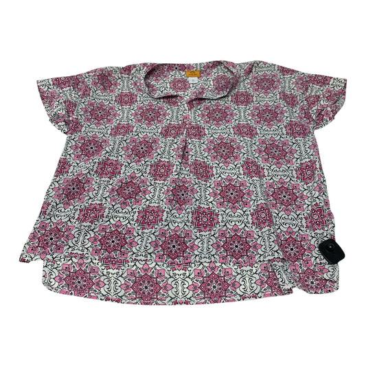 Blouse Short Sleeve By Ruby Rd In Pink & White, Size: M