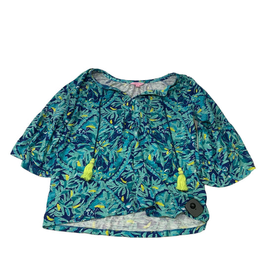 Top 3/4 Sleeve Designer By Lilly Pulitzer In Blue, Size: M