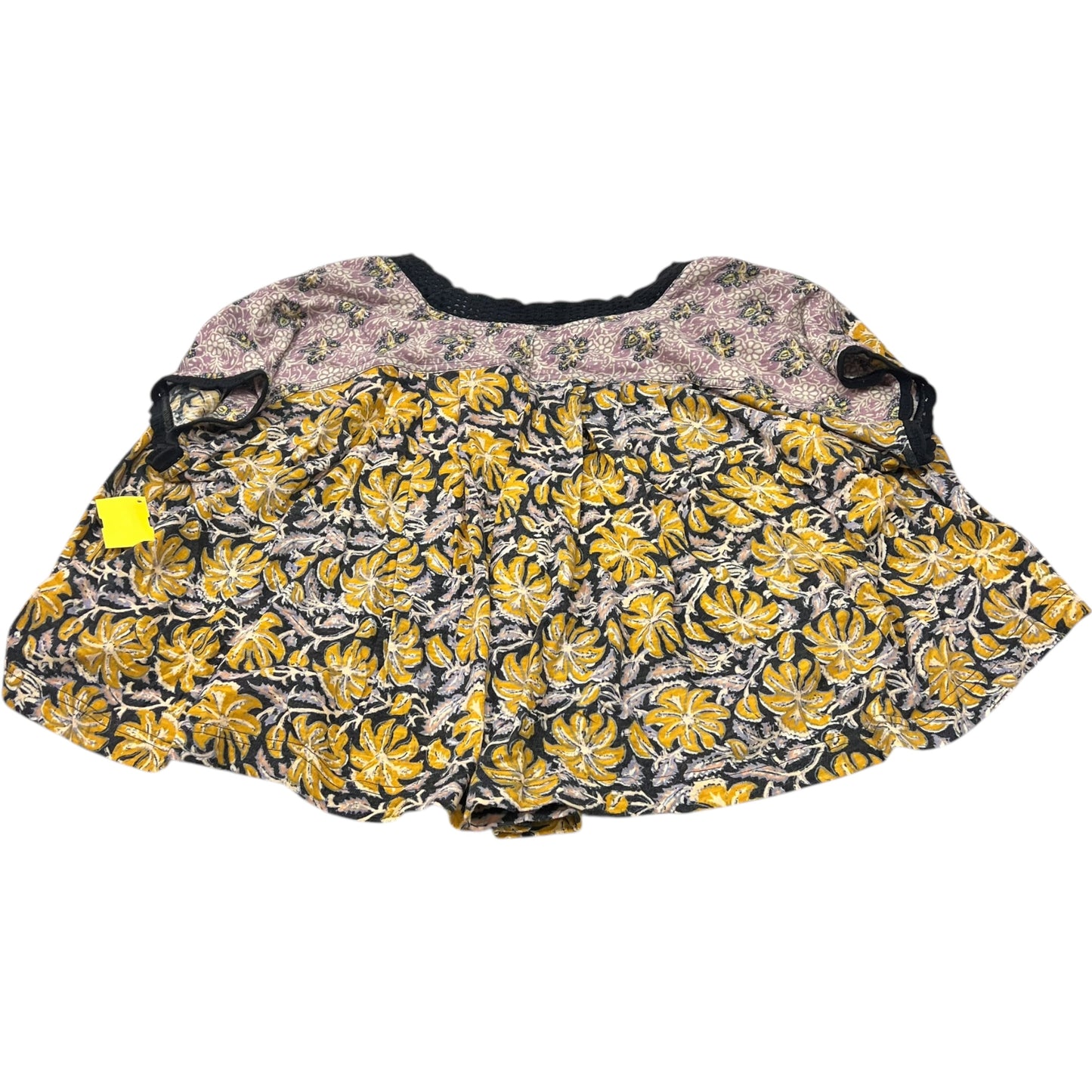 Top Short Sleeve By Free People In Black & Yellow, Size: S