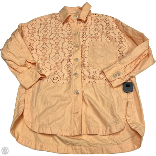 Jacket Shirt By Maeve In Orange, Size: S