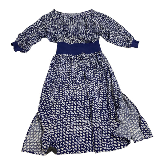 Dress Casual Midi By Maeve In Blue & White, Size: Xs