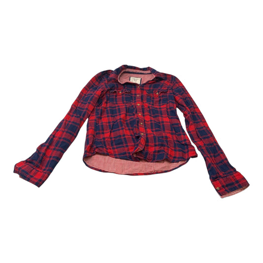 Top Long Sleeve By Abercrombie And Fitch In Plaid Pattern, Size: M