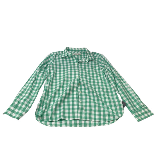 Top Long Sleeve By Loft In Green & White, Size: S