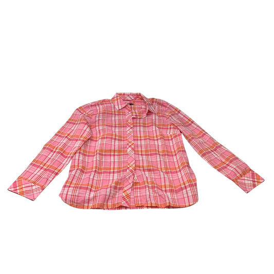 Top Long Sleeve By Talbots In Plaid Pattern, Size: Mp