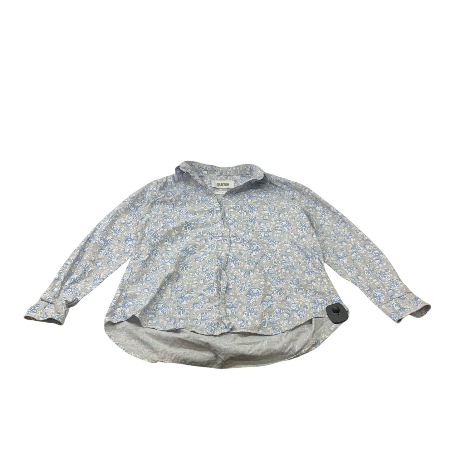 Top Long Sleeve By Grayson In Blue & Grey, Size: M