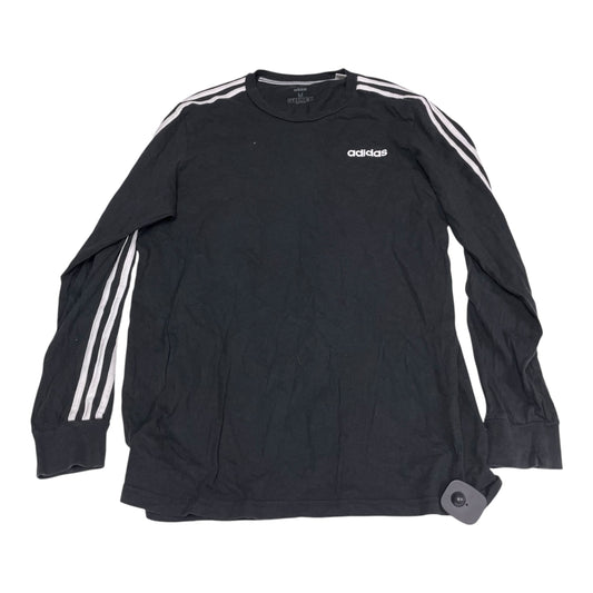 Athletic Top Long Sleeve Crewneck By Adidas In Black & White, Size: M