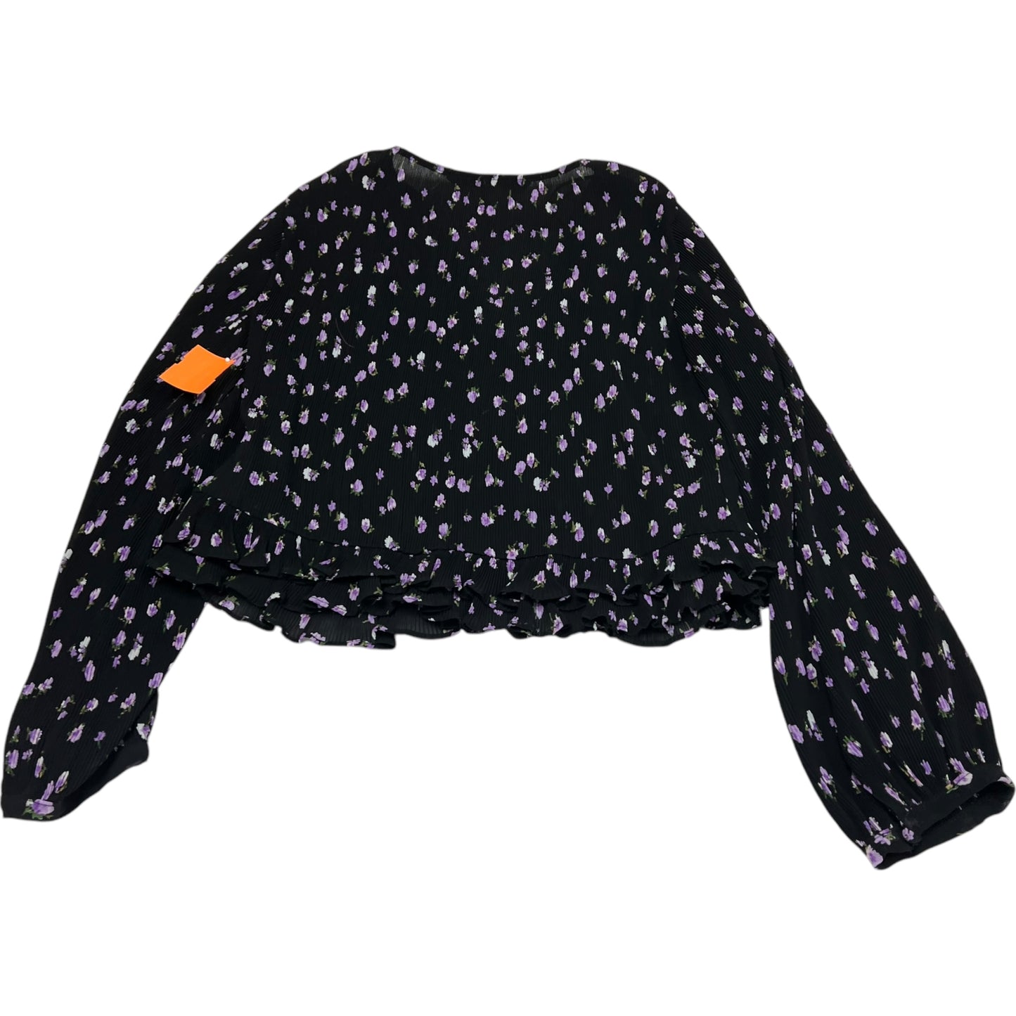 Blouse Long Sleeve By Zara In Black & Purple, Size: M