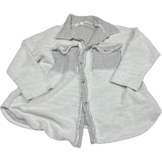 Jacket Shirt By Clothes Mentor In Grey, Size: L