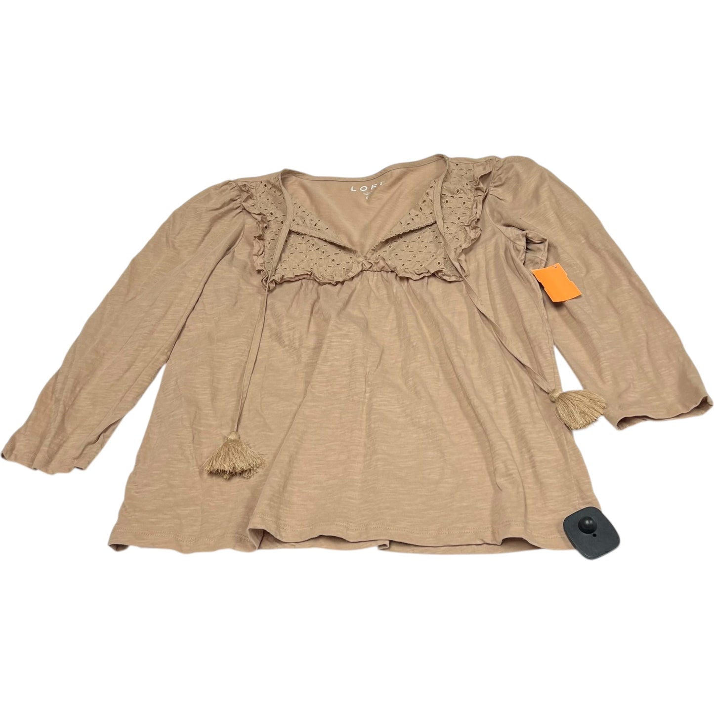 Top Long Sleeve By Loft In Tan, Size: S