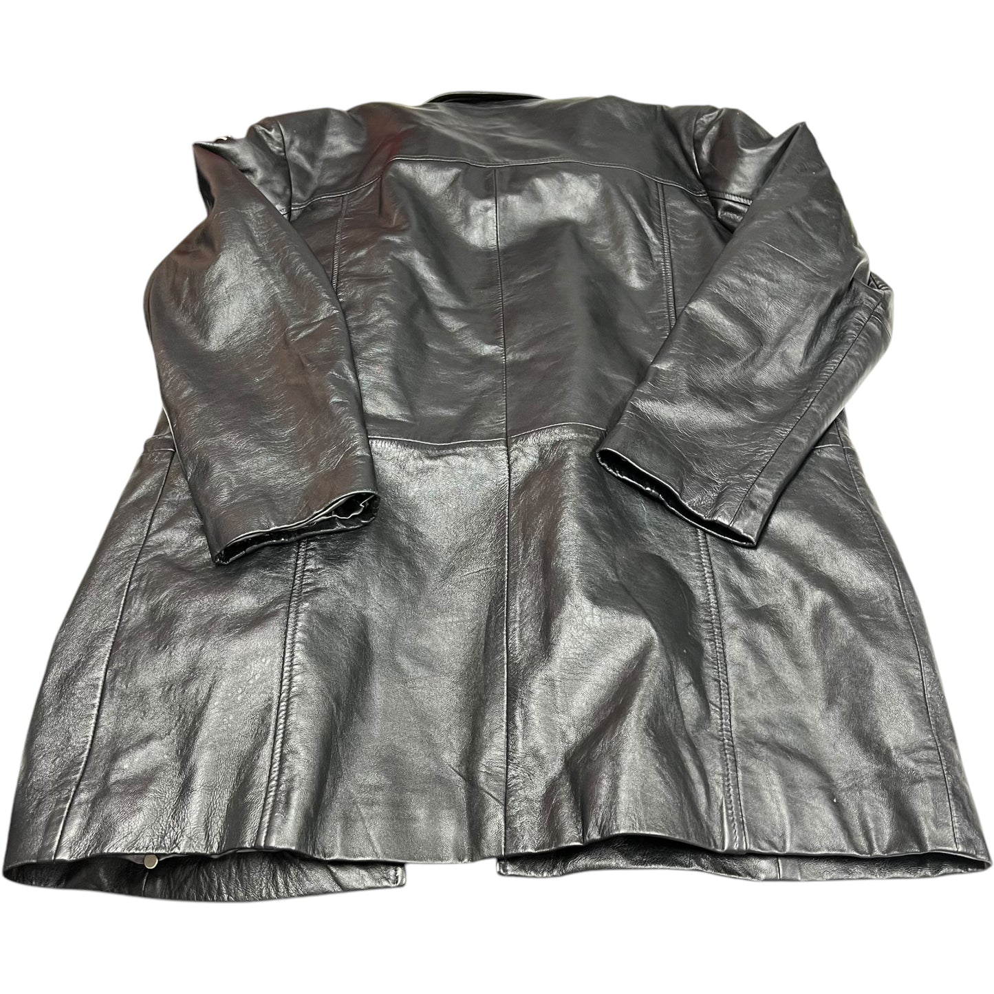 Coat Leather By Clothes Mentor In Black, Size: L