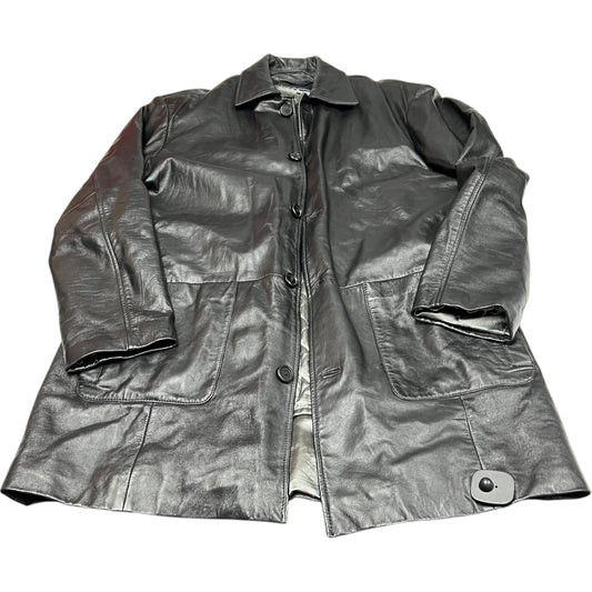 Coat Leather By Clothes Mentor In Black, Size: L