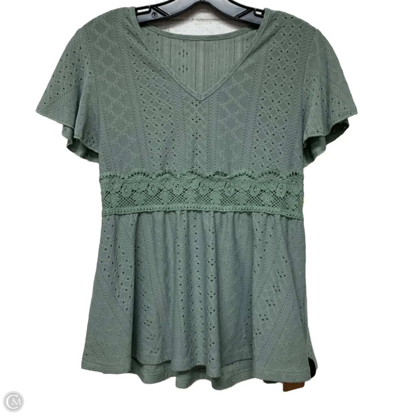 Top Short Sleeve By Shein In Green, Size: M