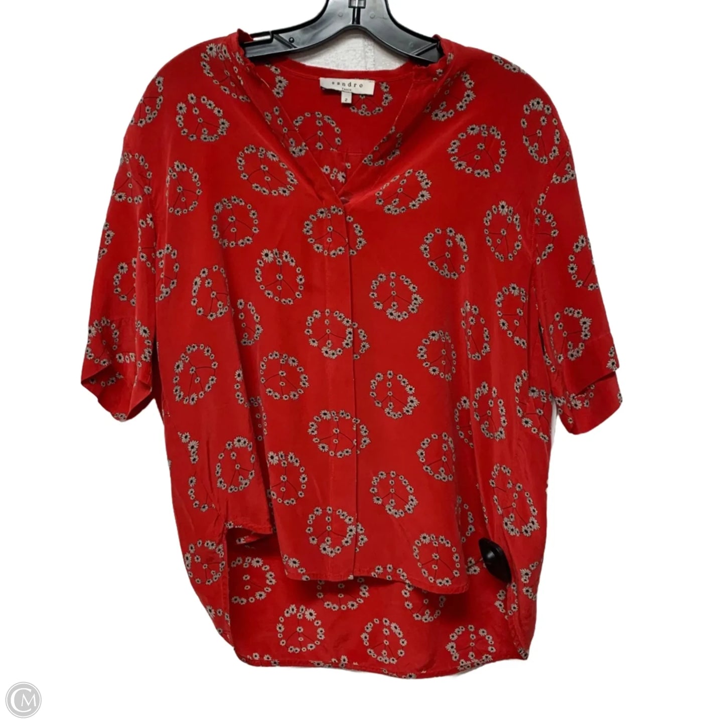 Top Short Sleeve Designer By Sandro In Red, Size: Xs