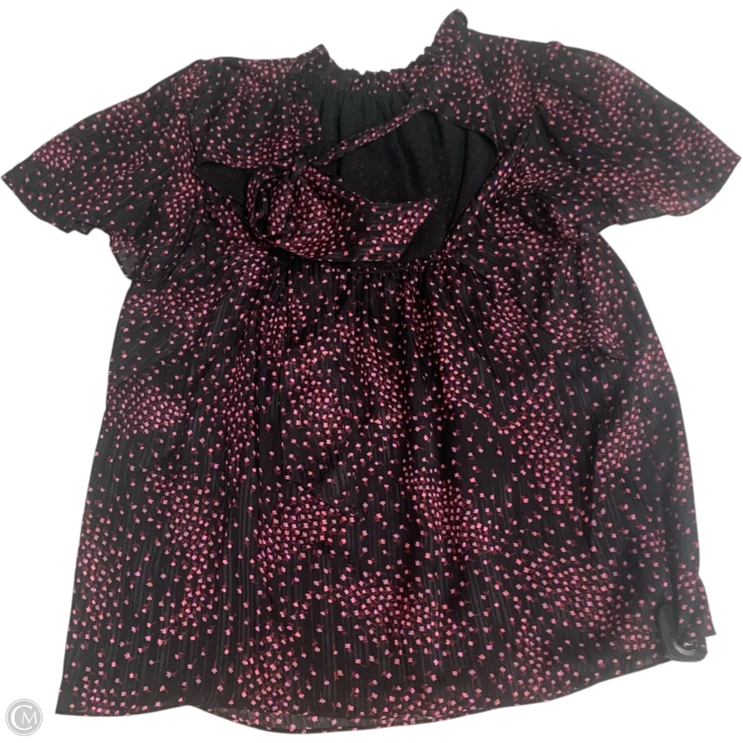 Blouse Designer By Kate Spade In Black & Pink, Size: L