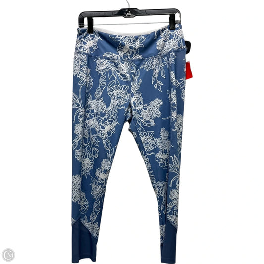 Athletic Leggings By Vogo In Blue & White, Size: L