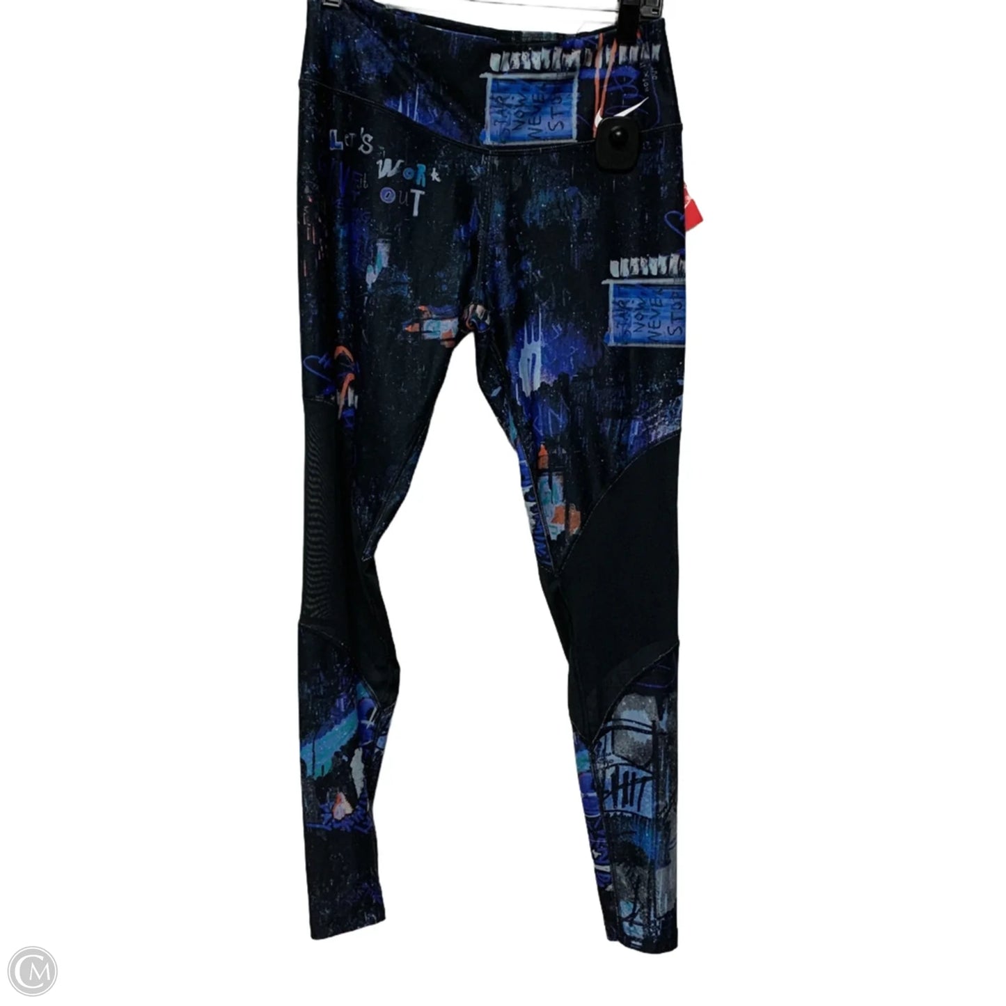 Athletic Leggings By Nike Apparel In Black & Blue, Size: S