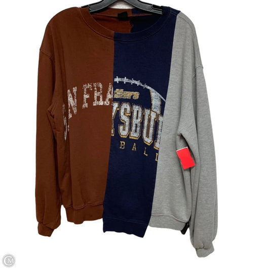 Sweatshirt Crewneck By Urban Outfitters In Blue & Brown, Size: S