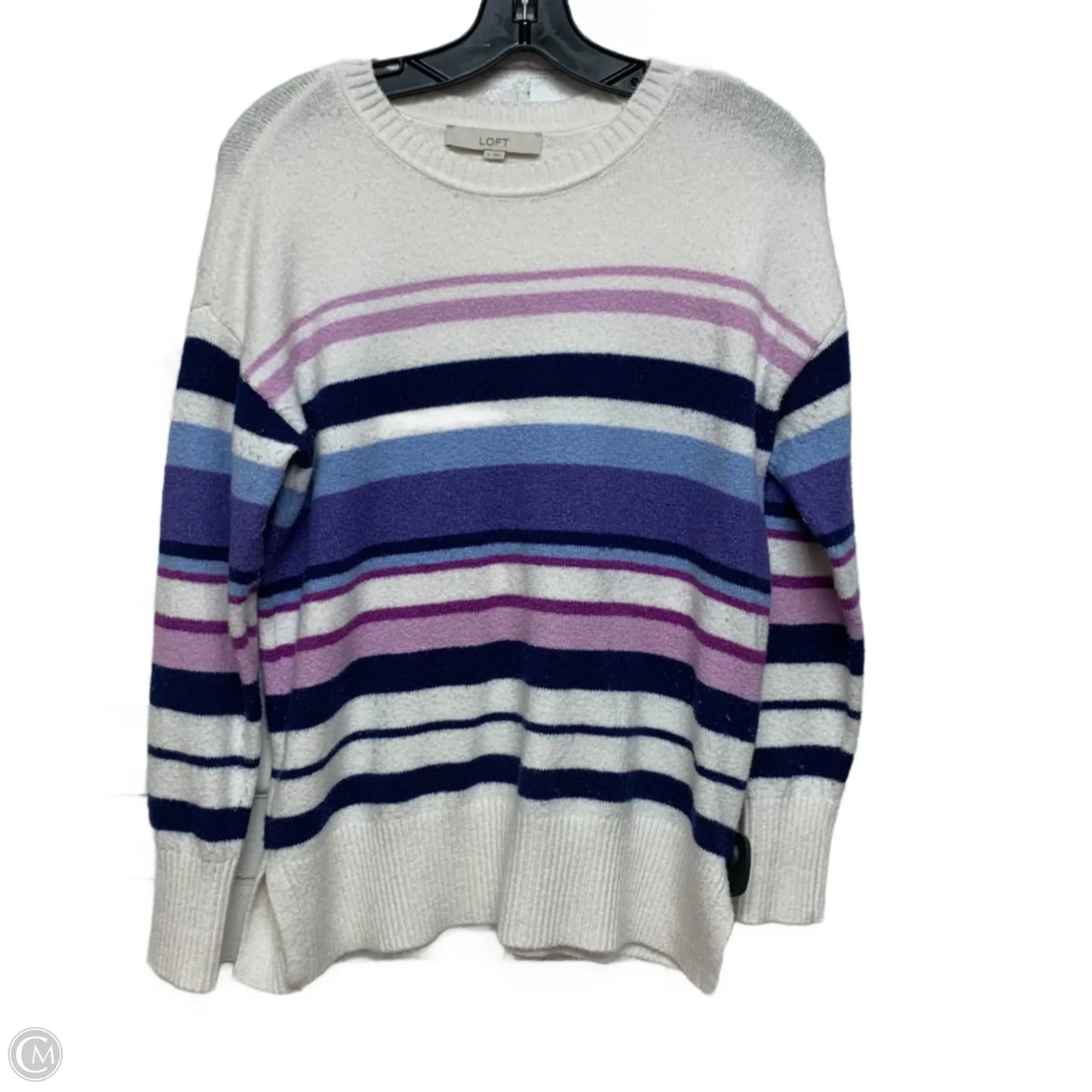 Sweater By Loft In Purple & White, Size: S