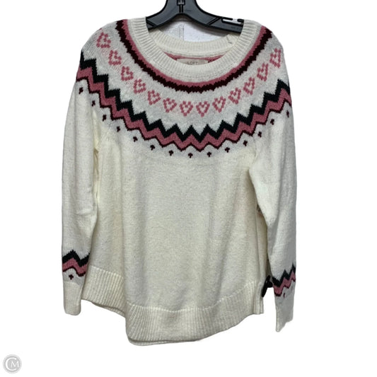 Sweater By Loft In Pink & White, Size: S