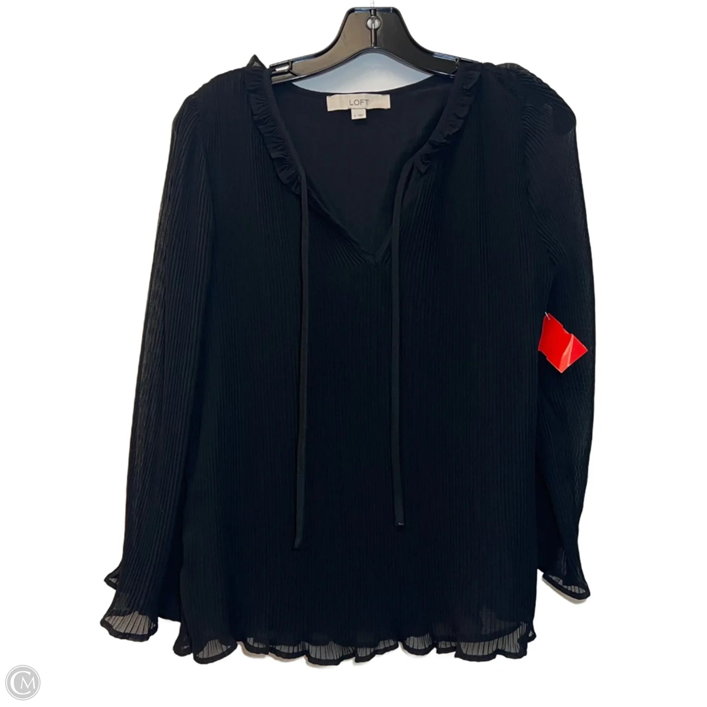 Blouse Long Sleeve By Loft In Black, Size: S