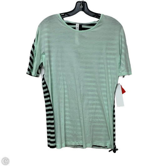 Athletic Top Short Sleeve By Lululemon In Black & Green, Size: M