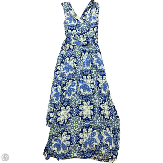 Dress Casual Maxi By vanessa virginia In Blue & Cream, Size: L