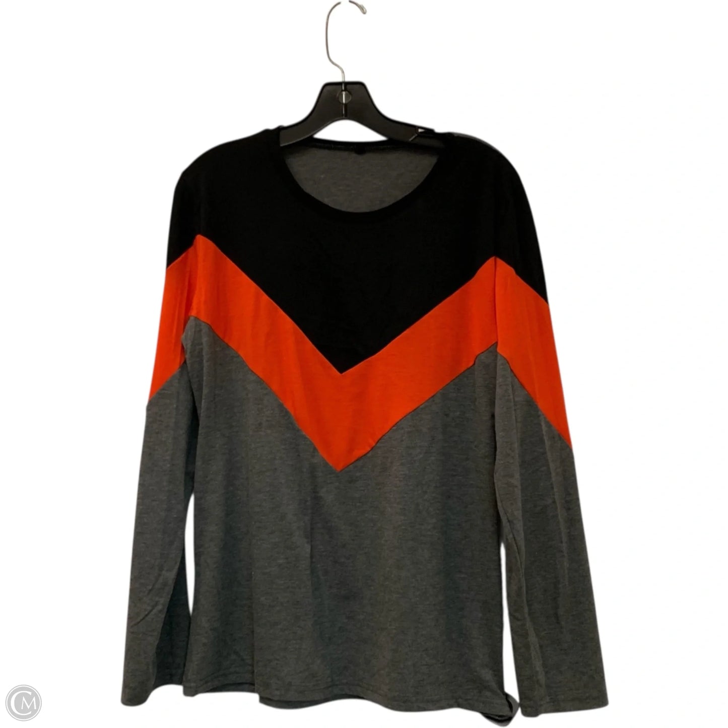 Top Long Sleeve In Grey & Orange, Size: 1x