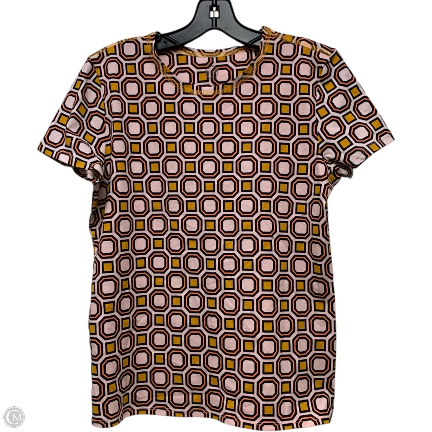 Top Short Sleeve Designer By Tory Burch In Pink & Yellow, Size: S