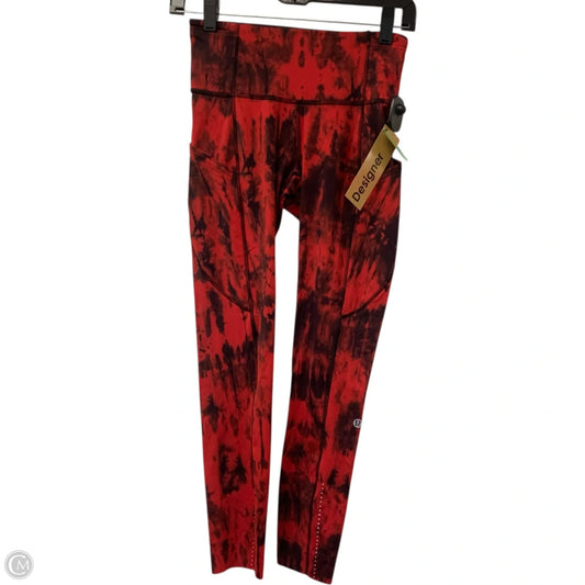 Athletic Leggings By Lululemon In Black & Red, Size: S
