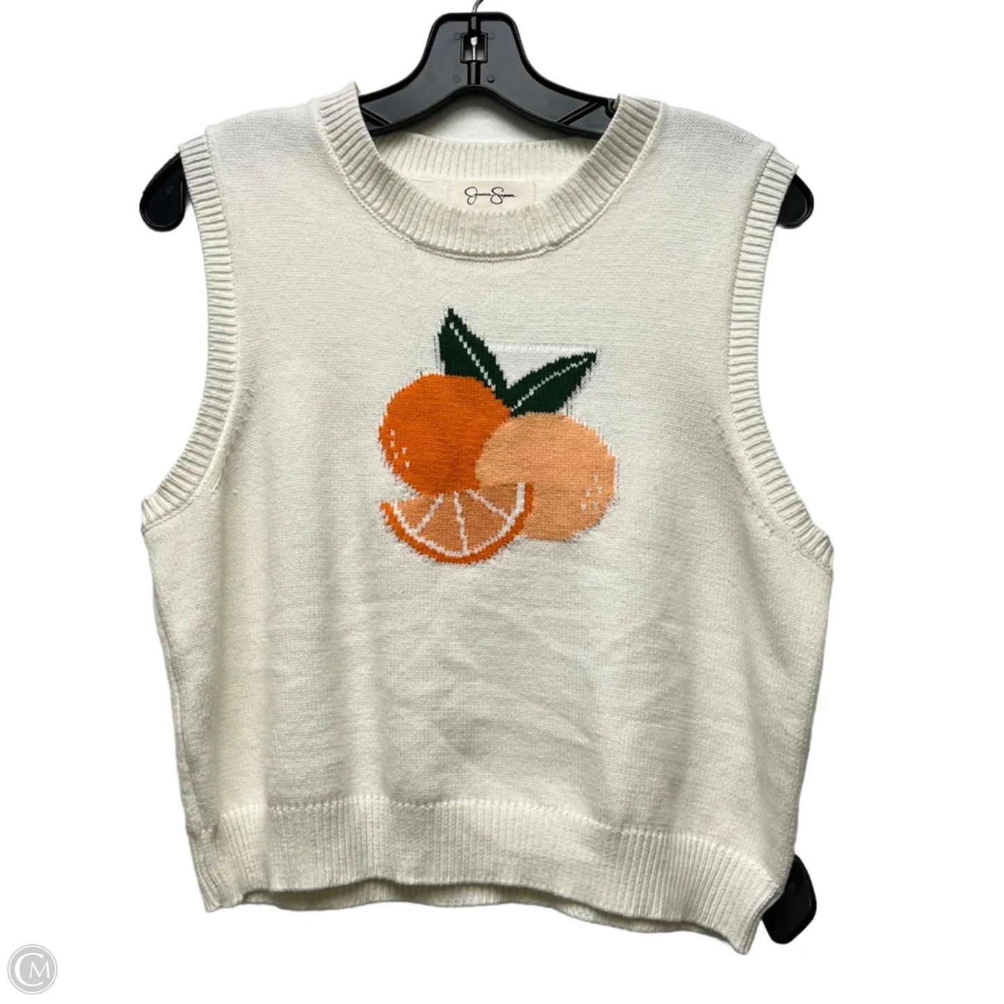 Vest Sweater By Jessica Simpson In Orange & White, Size: Xl