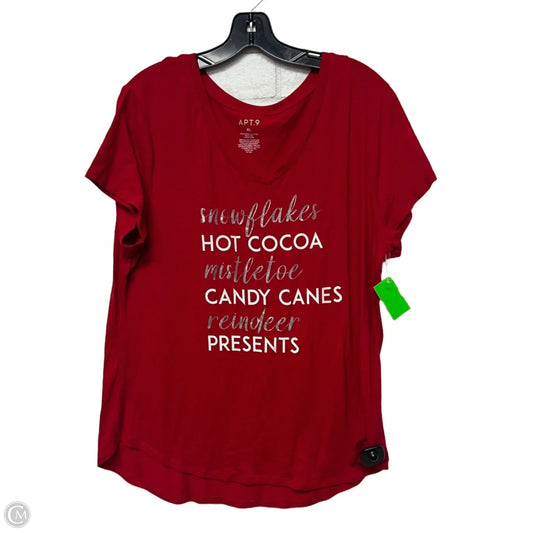 Top Short Sleeve By Apt 9 In Red, Size: Xl