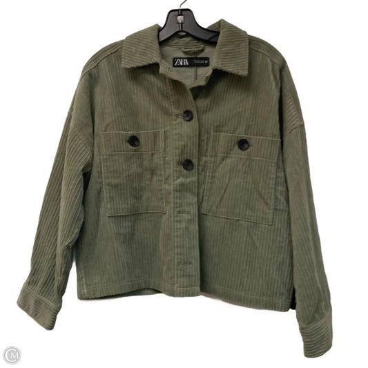 Jacket Shirt By Zara In Green, Size: S