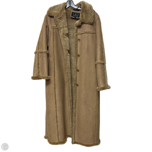 Coat Faux Fur & Sherpa By Utex In Tan, Size: L