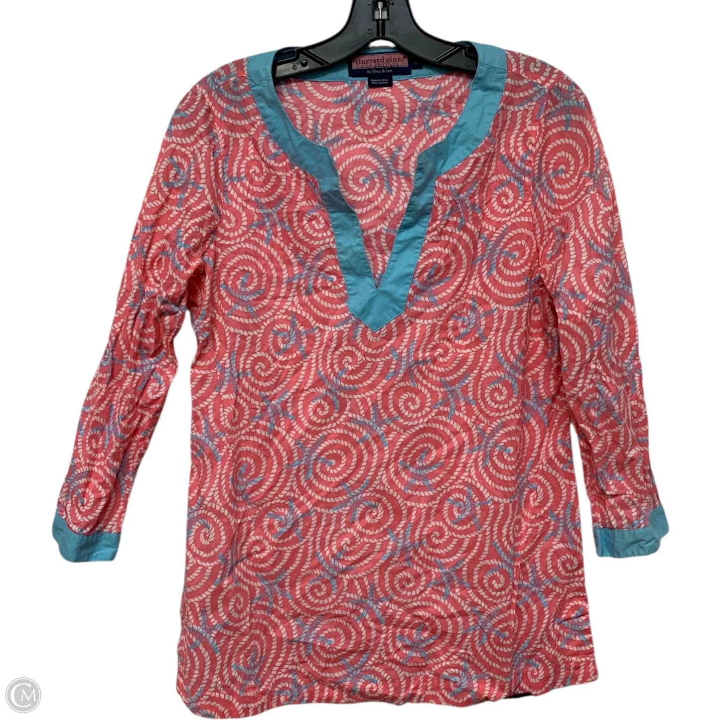 Tunic Long Sleeve By Vineyard Vines In Blue & Pink, Size: S